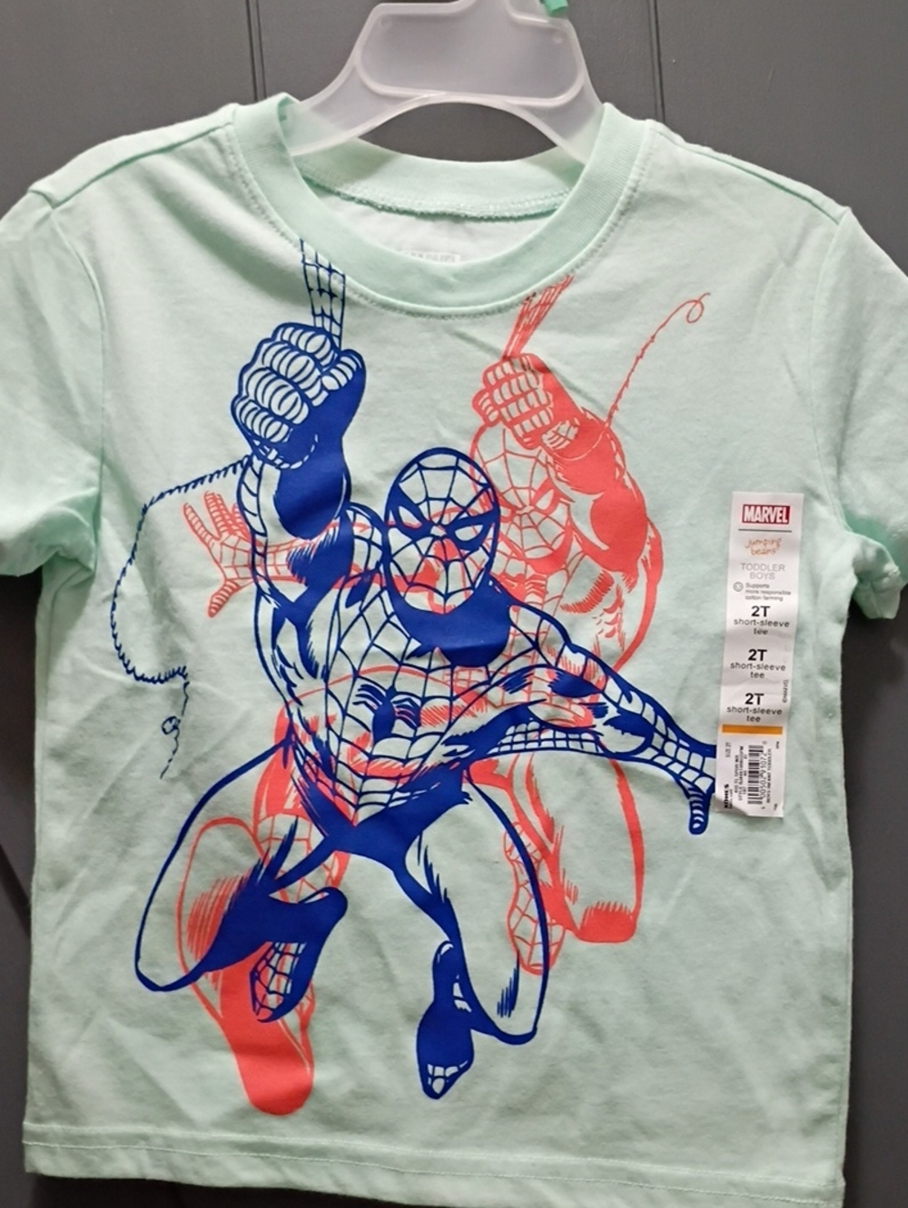 Marvel Spider-Man Kids Tee in Mint with Blue and Orange Graphic